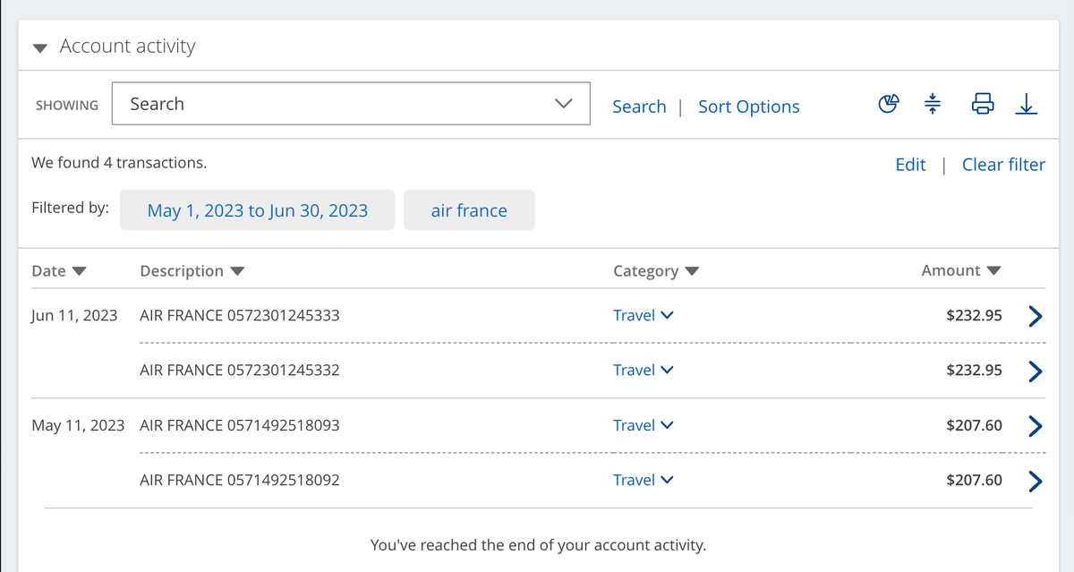 Charges for tickets May 2024 Europe trip