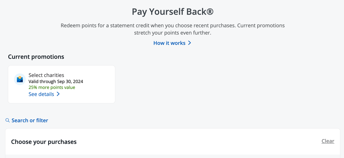Chase Pay Yourself Back Categories Charities July 2024