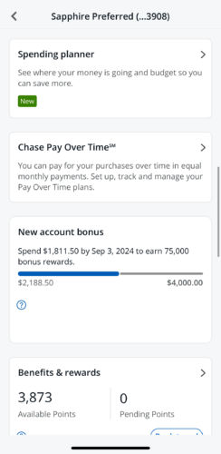 Chase Sapphire Preferred welcome bonus tracker