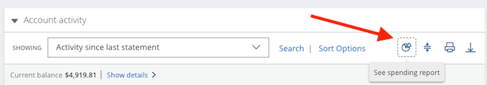 Chase spending report desktop website