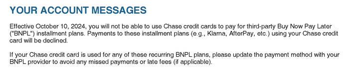 Chase statement about buy now pay later Chase statement about buy now pay later