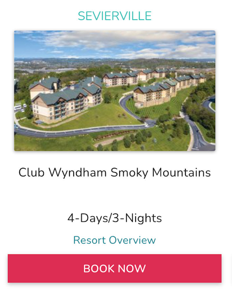 Club Wyndham Smoky Mountains promotion offer