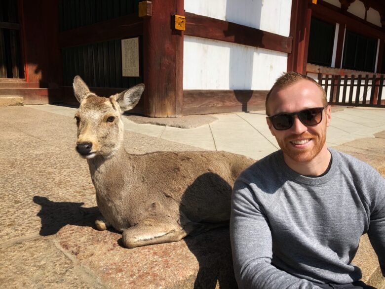 Making friends in Nara, Japan