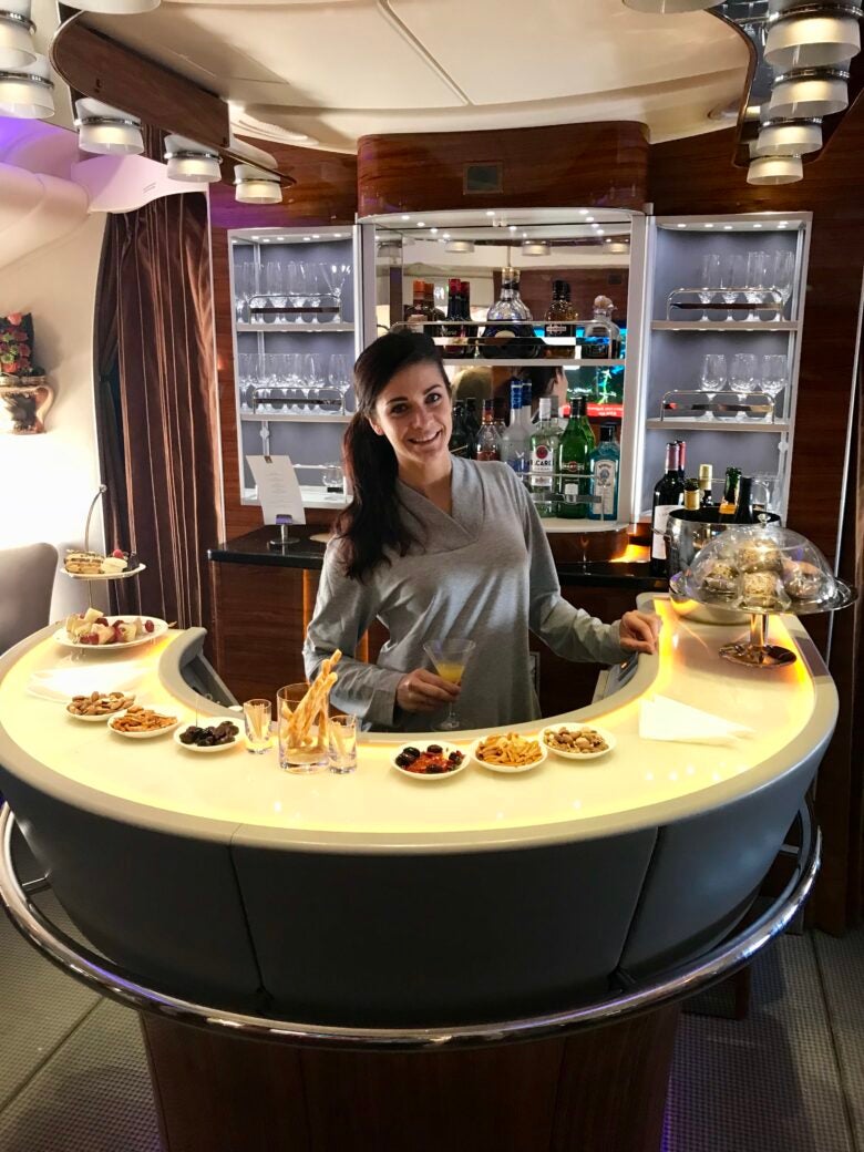 A cool experience to get behind the bar in Emirates First Class