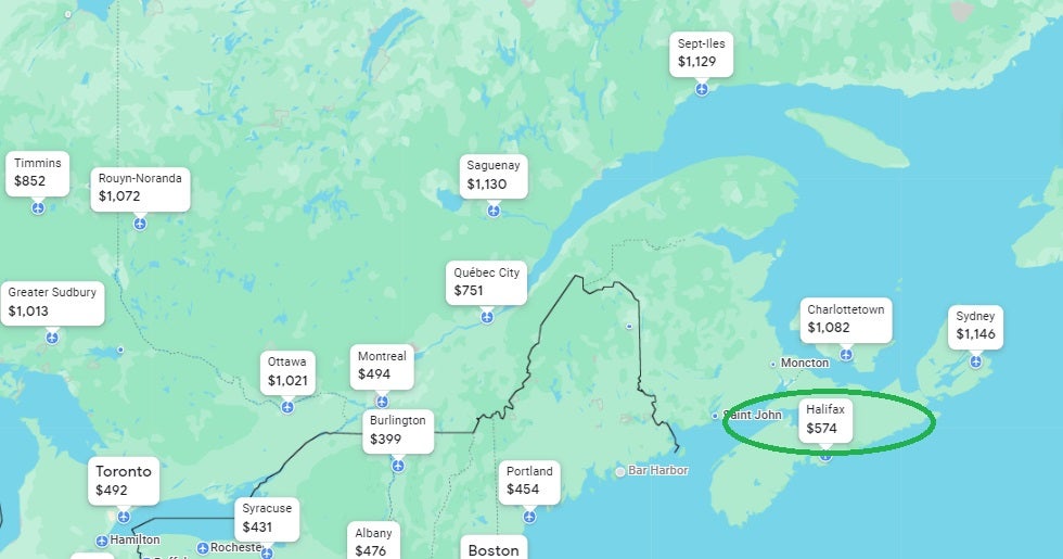 Google Flights Regional Map 2