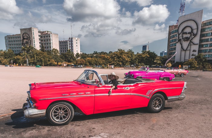 American Classic Car Beach Cuba Havana, Cuba