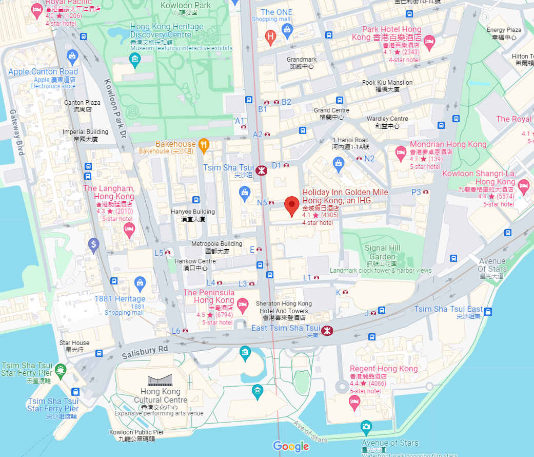 Holiday Inn Golden Mile Hong Kong map