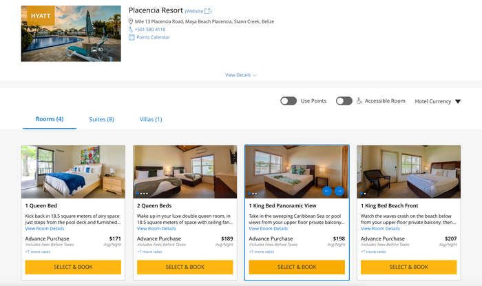Hyatt Placencia Cash Rates Hyatt Placencia Cash Rates
