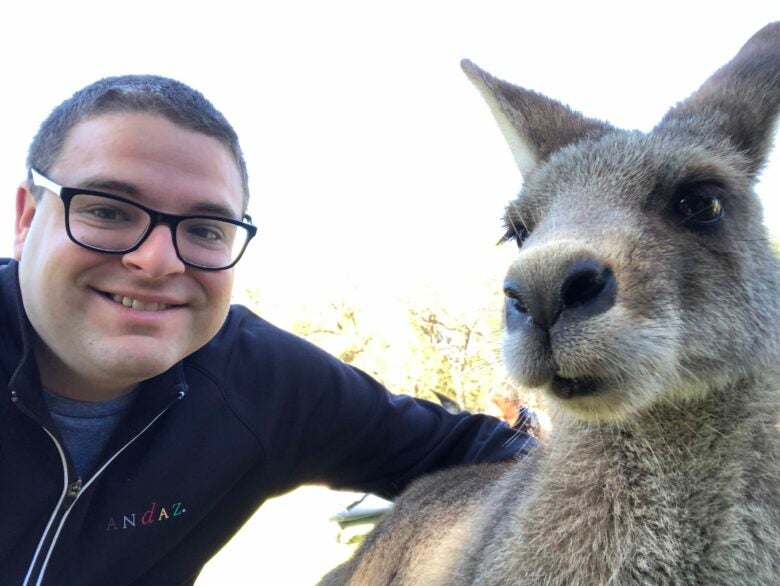 With a kangaroo in Australia