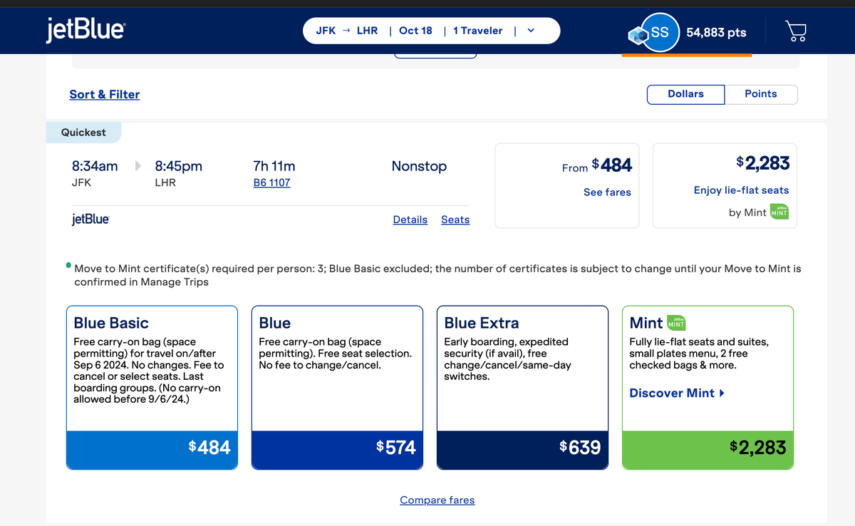 JetBlue Move to Mint Certificates requirement