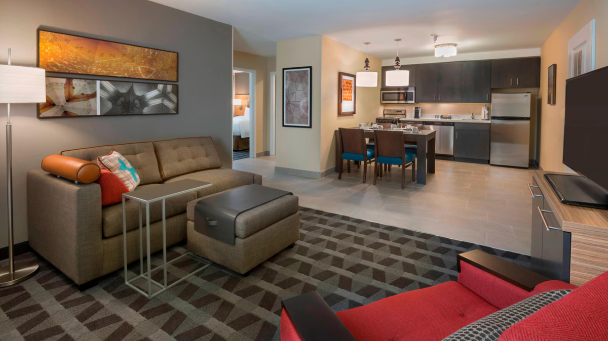 Living room of a 2 bedroom suite at the TownePlace Suites Ottawa Kanata