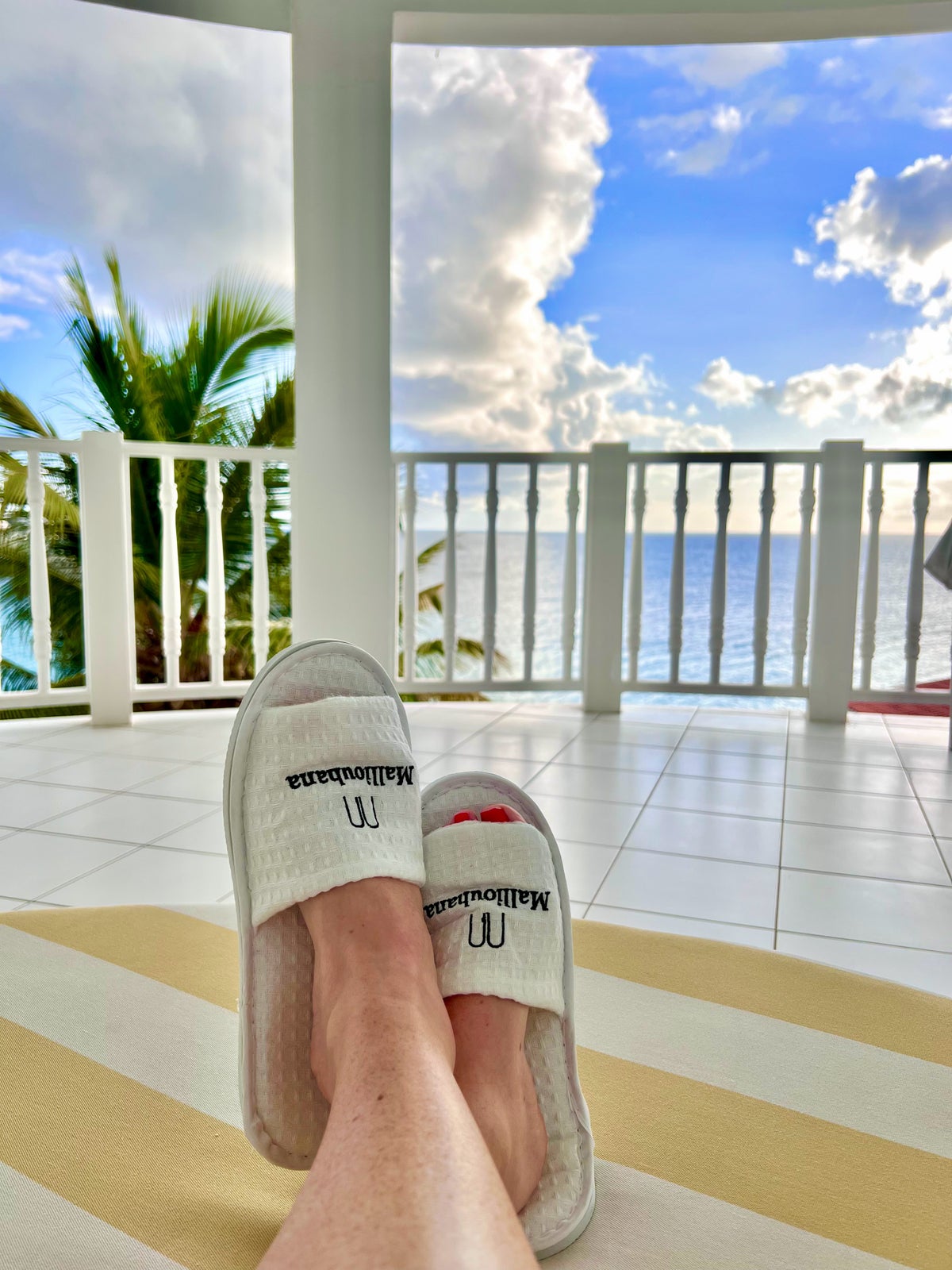 Looking out on the ocean from my balcony at Malliouhana