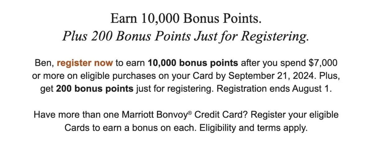 Marrott Bonvoy card promo spend