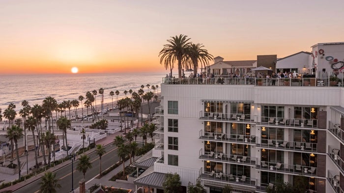 The rooftop pool at the tommie Hollywood. Hyatt Mission Pacific Hotel Oceanside