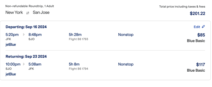 New York to San Jose JetBlue New York to San Jose JetBlue