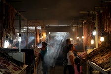 Oaxaca market meat stalls