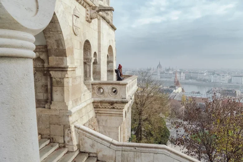 On top of the city of Budapest.