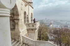 On top of the city of Budapest.