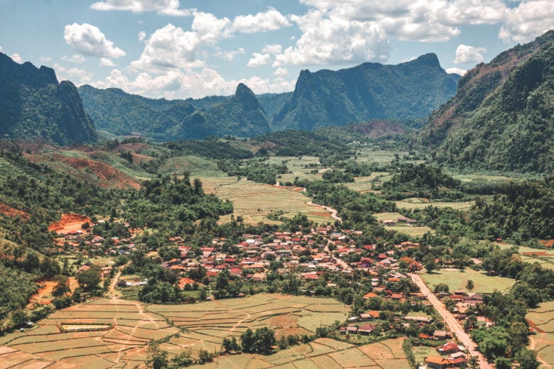 Overlooking the natural beauty of Vang Vieng, Laos