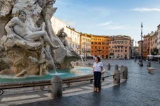 An empty Piazza Navona in Rome post-pandemic.