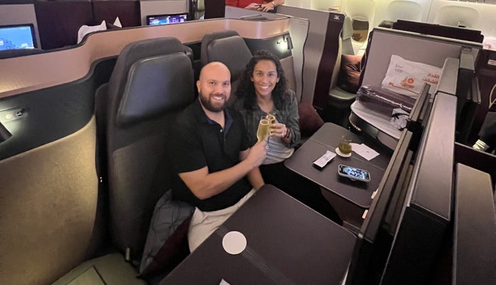 I redeemed 70,000 American AAdvantage miles to book Qatar’s Qsuites between the U.S. and the Middle East.