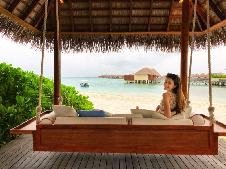 Relaxing and enjoying the view at the W, Maldives