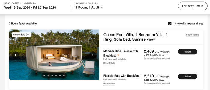 Ritz Carlton Fari Islands September price Ritz Carlton Fari Islands September price