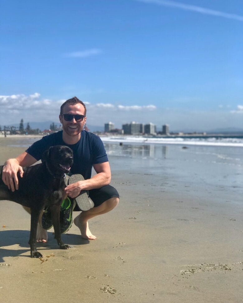 Taking the pup to the beach on Coronado Island