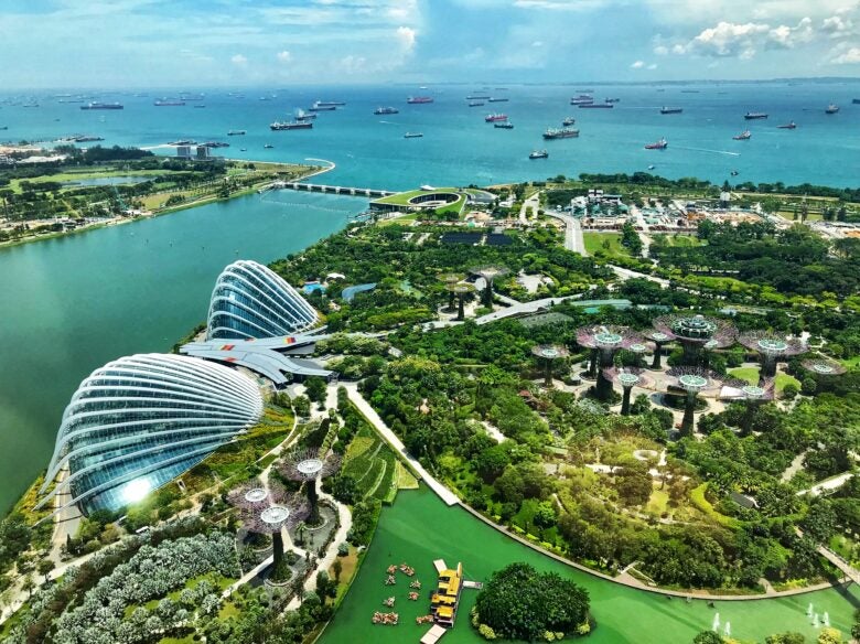 View of Gardens by the Bay from Marina Bay Sands deck