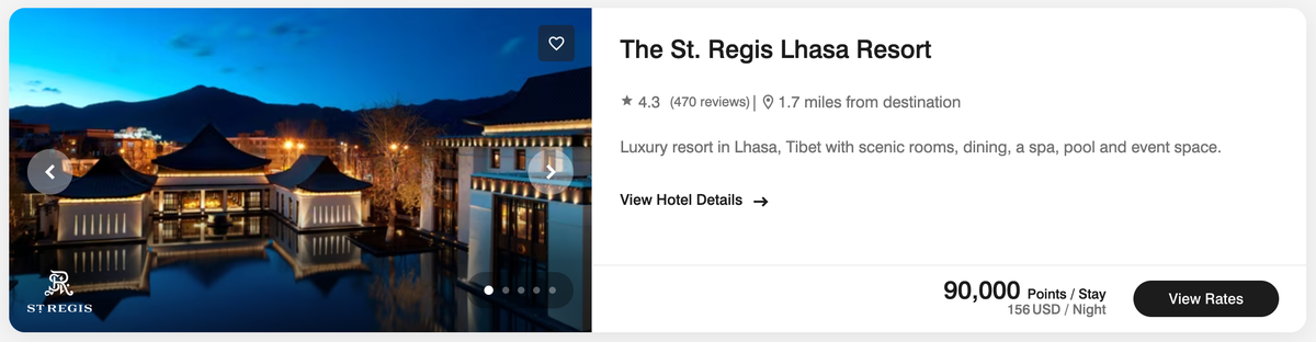 St Regis Lhasa points cost