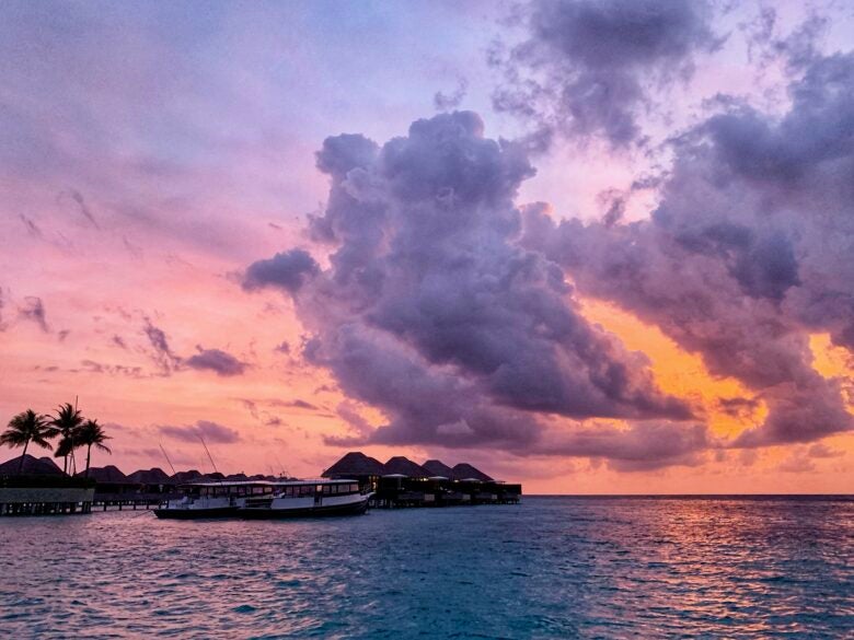 An unforgettable sunset on our first night at the W, Maldives