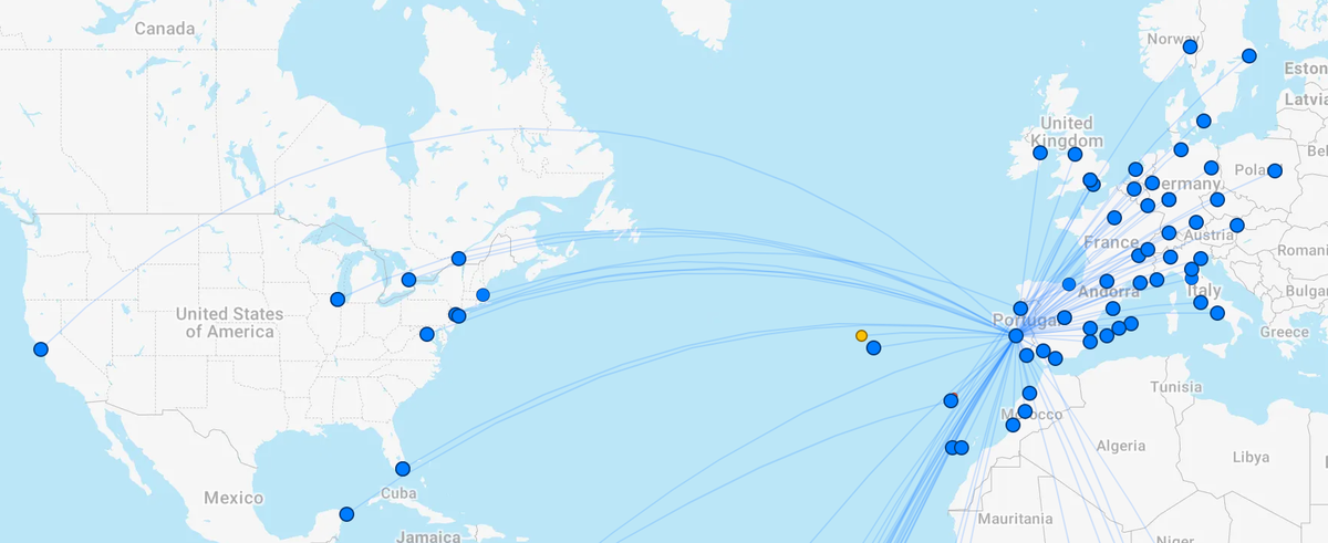 TAP Air Portugal route map