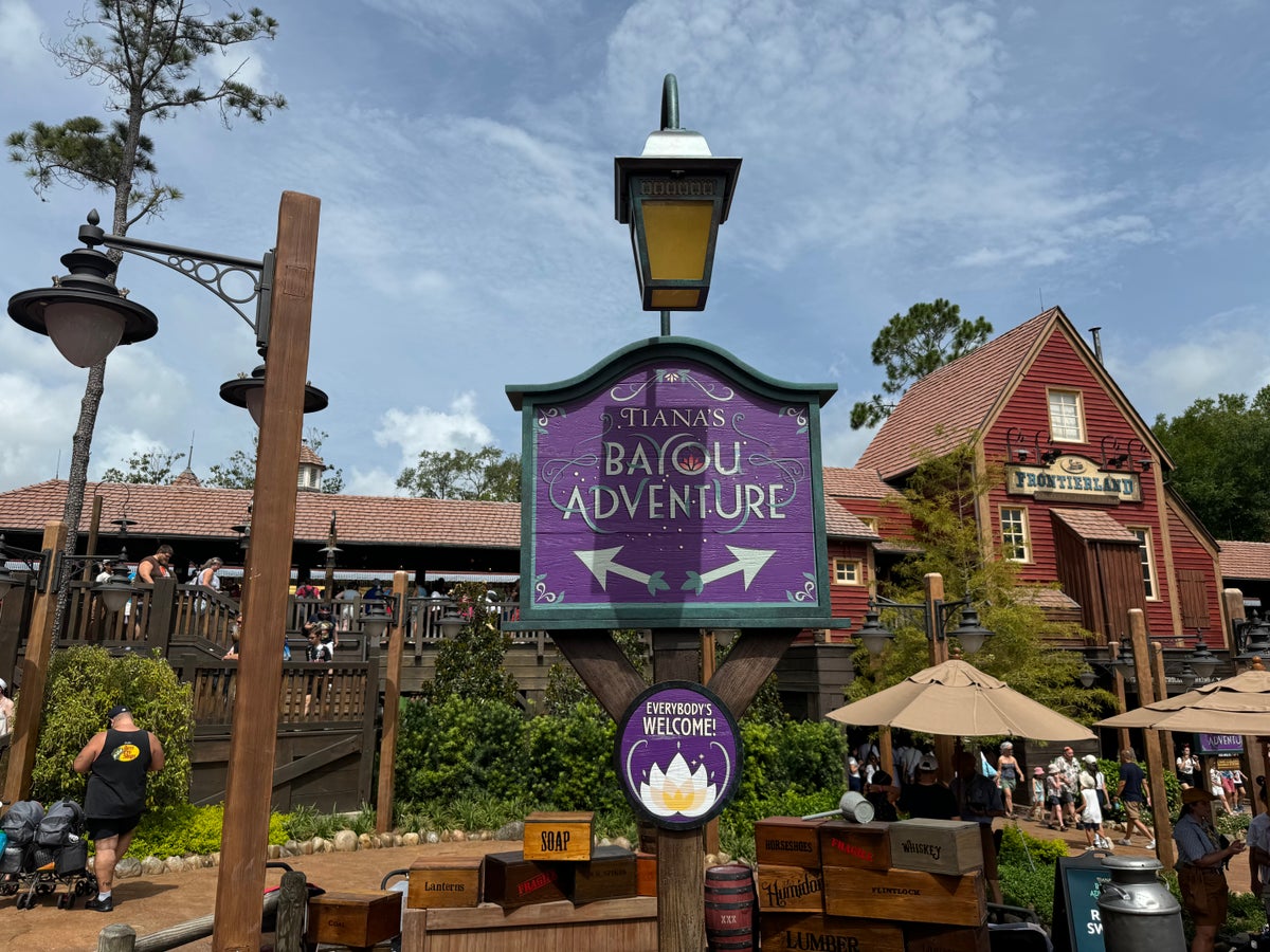 Tiana's Bayou Adventure at Magic Kingdom Walt Disney World sign