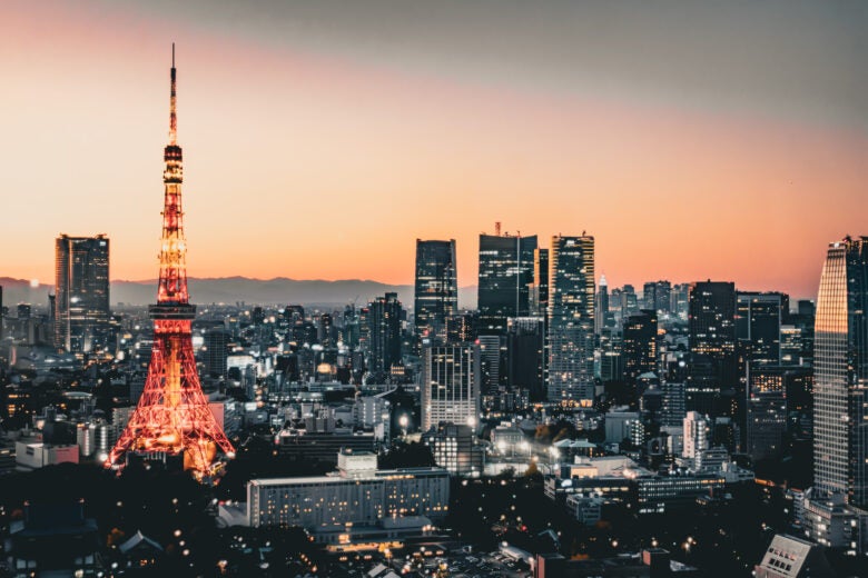 Tokyo Tower at sunset in Japan