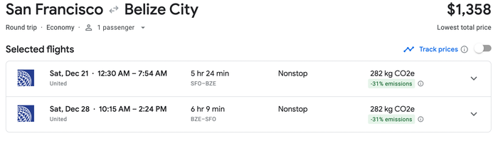 United SFO BZE Screenshot United SFO BZE Screenshot