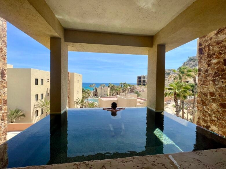 Enjoying the room's private pool at the Waldorf Astoria Los Cabos Pedregal