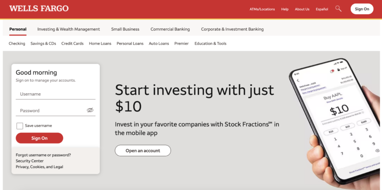 Wells Fargo Homepage