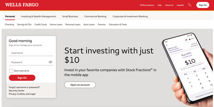 Wells Fargo Homepage Wells Fargo Homepage