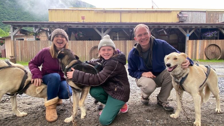 With sled dogs in Alaska