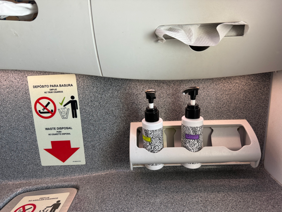 Aeromexico B787 8 LAX MEX lavatory pump bottles