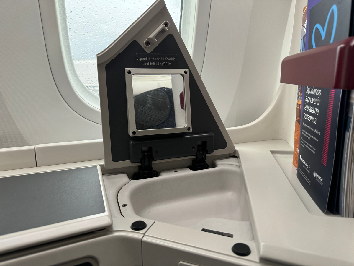 Aeromexico B787 9 business class storage and mirror