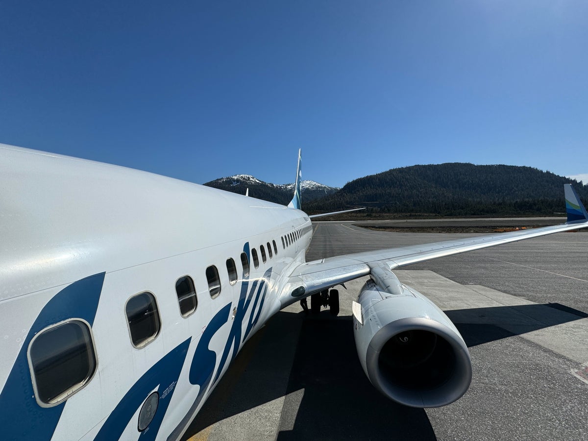 Alaska Airlines aircraft view from entry door