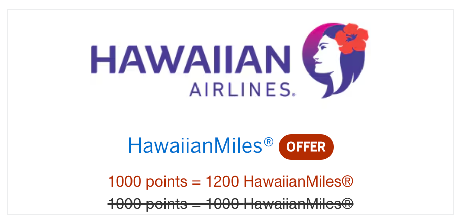 American Express Hawaiian transfer bonus