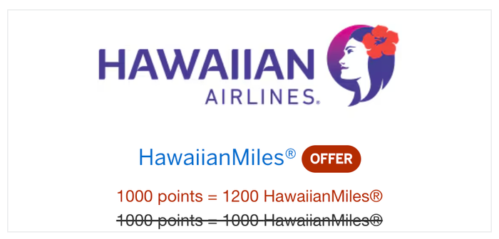 American Express Hawaiian transfer bonus