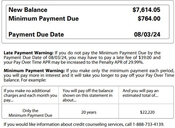 American Express payment calculation