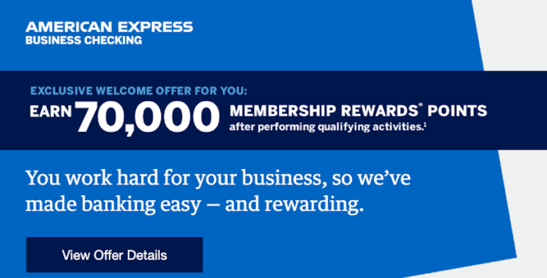 Amex Business Checking 70K offer