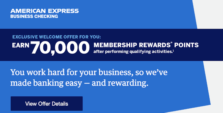 Amex Business Checking 70K offer