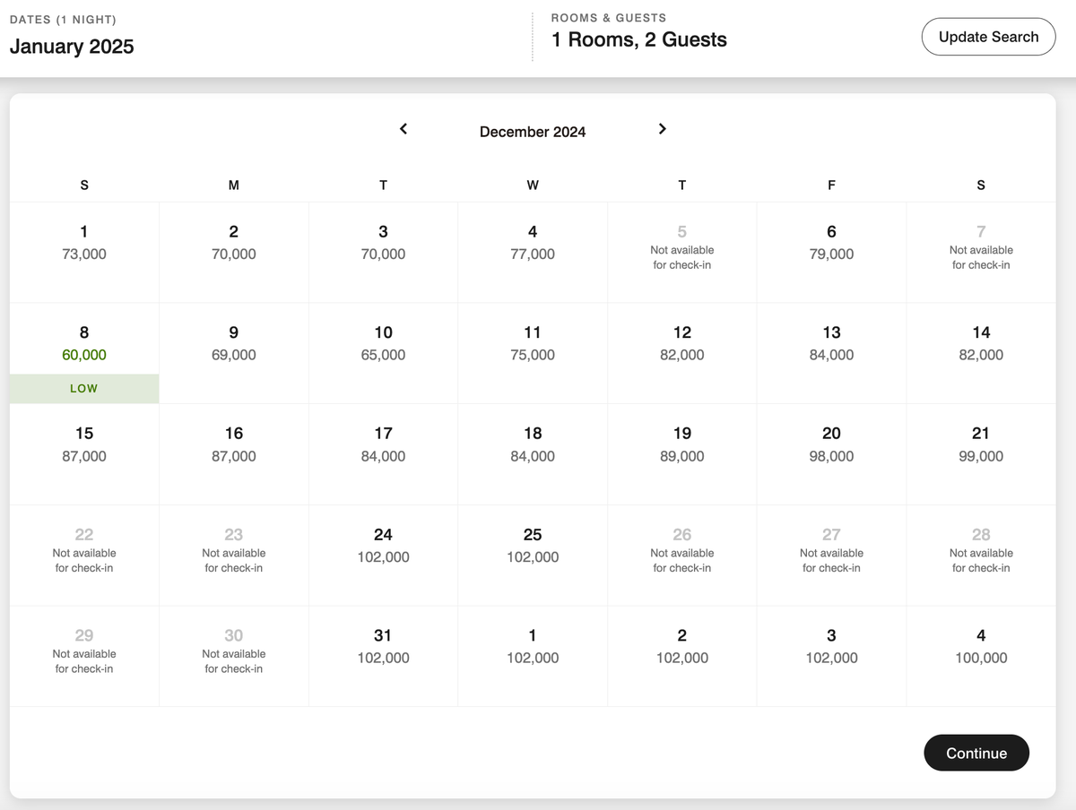 Aruba 2025 January Award Rates