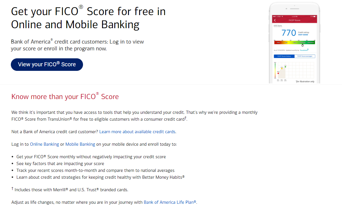 Bank of America FICO Score