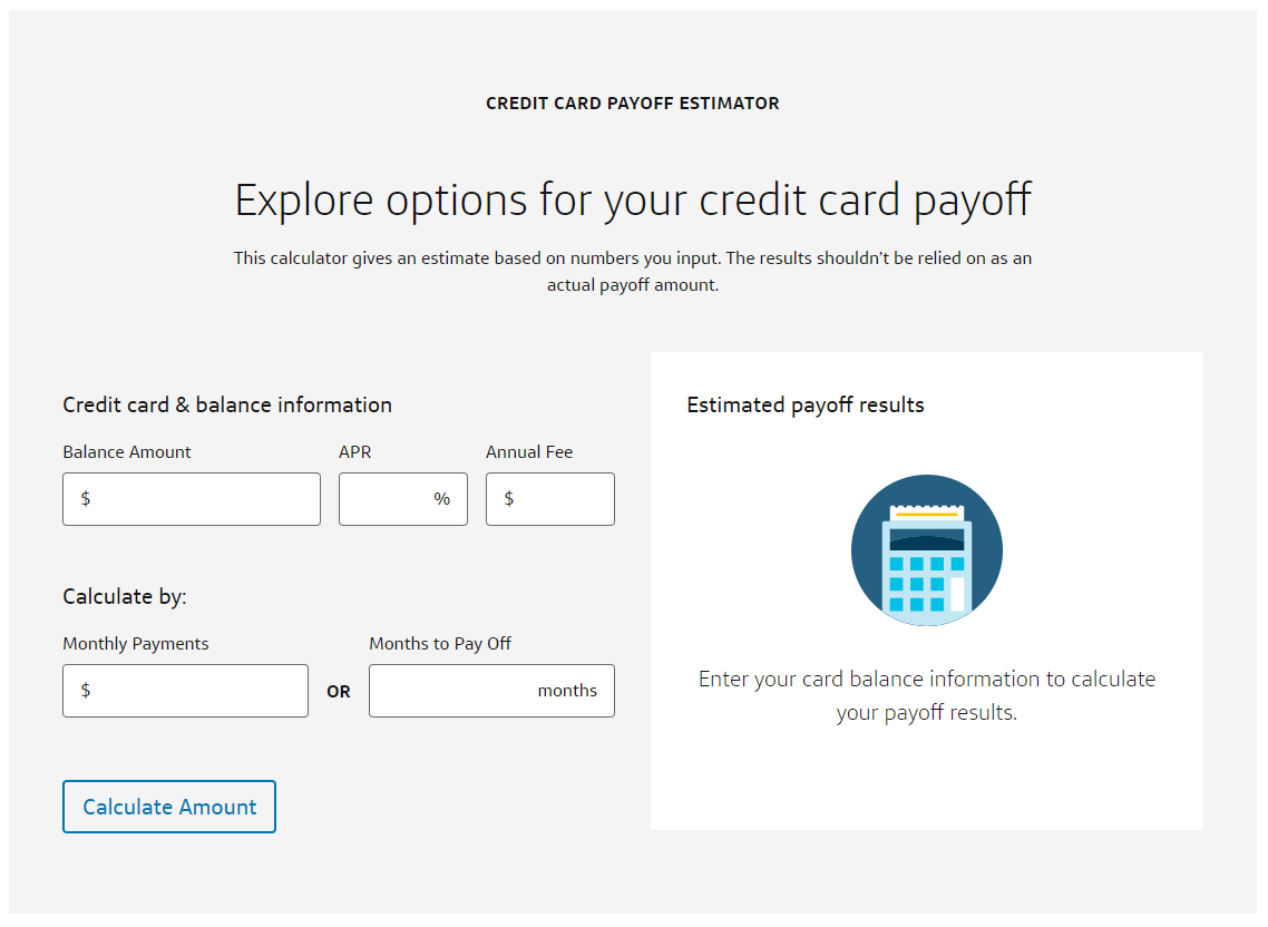 Capital One credit card payoff calculator